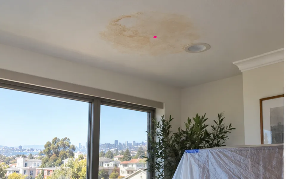 Ceiling leak pinpointed before opening in a Bayside Newark townhome