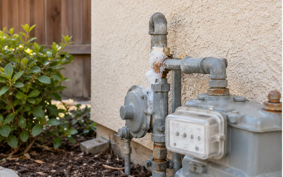 Gas Leak Detection in Newark, CA — non-invasive acoustic and thermal leak pinpointing mark before opening